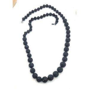 22" Black Textured Beaded Necklace - Unusual